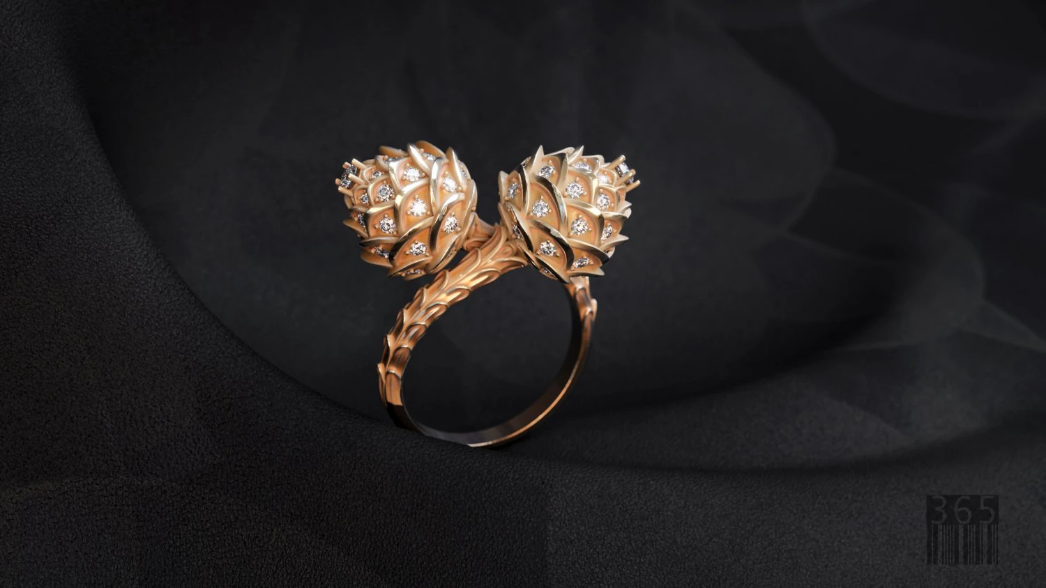 ring with fir cones 3D Print Model .c4d .max .obj .3ds .fbx .stl .blend 