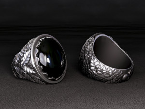 mens ring with oval stone 3d print model 3D Print Model