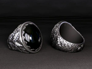 męski pierścionek z owalnym kamieniem, model do druku 3D Model do druku 3D