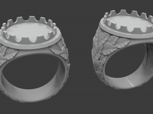 mens ring with oval stone 3d print model Modèles 3D en vedette
