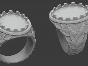 mens ring with oval stone 3d print model Modèles 3D en vedette
