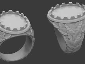 mens ring with oval stone 3d print model 3D Print Model
