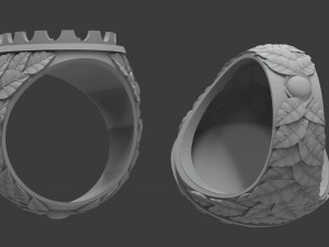mens ring with oval stone 3d print model Modèles 3D en vedette