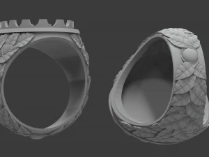 mens ring with oval stone 3d print model 3D Print Model
