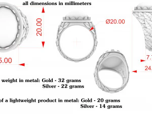 mens ring with oval stone 3d print model 3D Print Model