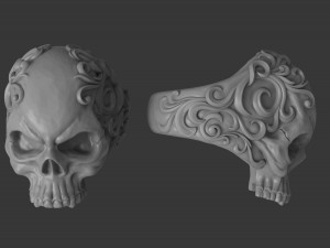 men skull ring Modèles 3D en vedette