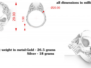 men skull ring Modèles 3D en vedette