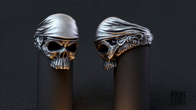 mens signet skull in a bandana 3D Принт Модель .c4d .max .obj .3ds .fbx .stl .blend