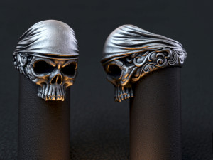 mens signet skull in a bandana 3D Print Model