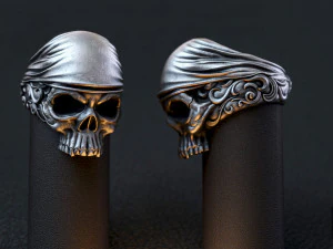 头巾中的男士印章头骨 3D 打印模型