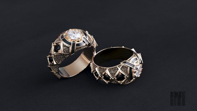 mens signet with diamonds 3D Принт Модель .c4d .max .obj .3ds .fbx .stl .blend