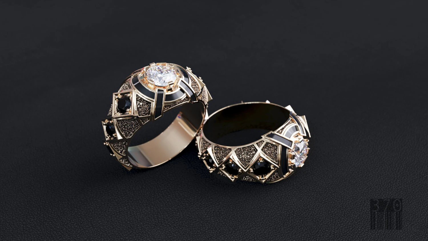 mens signet with diamonds 3D Print Model .c4d .max .obj .3ds .fbx .stl .blend