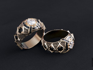 mens signet with diamonds 3D Print Model