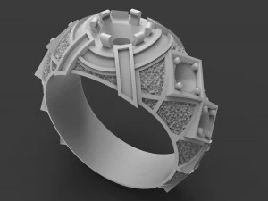 mens signet with diamonds 3D Print Model