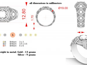 mens signet with diamonds 3D Print Model