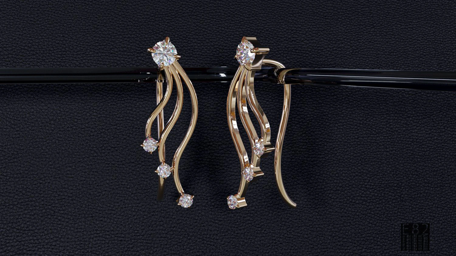 diamond earrings 3D Print Model .c4d .max .obj .3ds .fbx .stl .blend