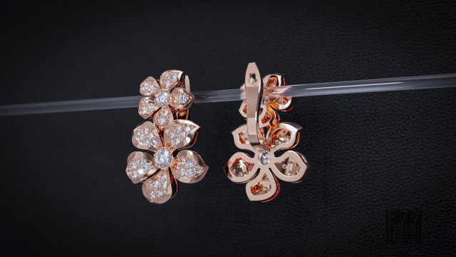 flower earrings 3d print model Model Cetak 3D .c4d .max .obj .3ds .fbx .stl .blend 