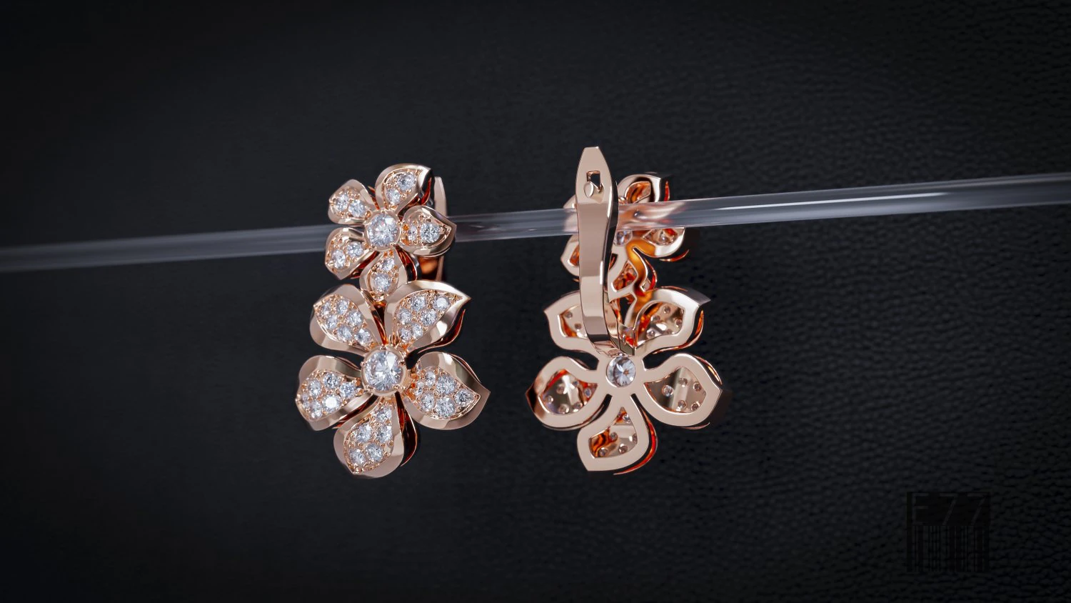 flower earrings 3d print model 3D Print Model .c4d .max .obj .3ds .fbx .stl .blend 
