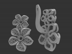 flower earrings 3d print model Model Cetak 3D