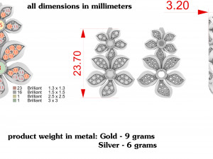 flower earrings 3d print model Model Cetak 3D