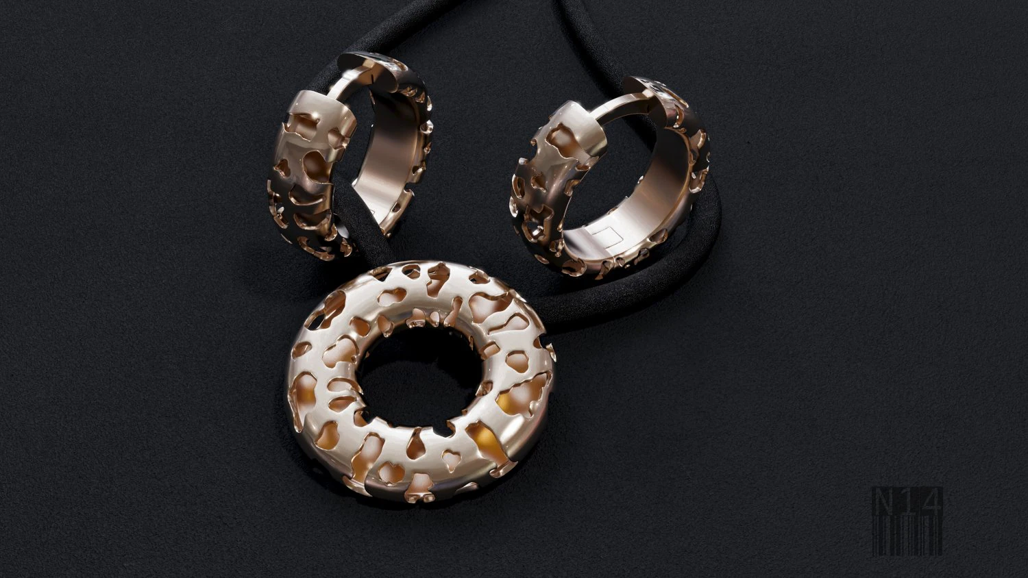 set of earrings and a pendant 3D Print Model .c4d .max .obj .3ds .fbx .stl .blend