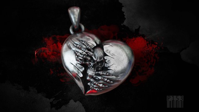 broken heart with a skull 3D Baskı Modeli .c4d .max .obj .3ds .fbx .stl .blend 