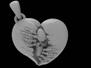 broken heart with a skull 3D Baskı Modeli