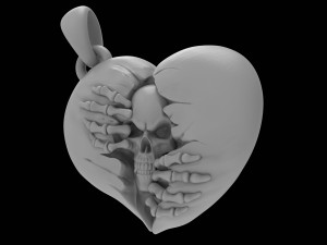 broken heart with a skull 3D Baskı Modeli