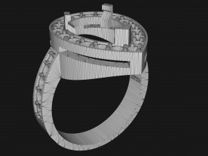 women ring with pear stones 3Dプリントモデル
