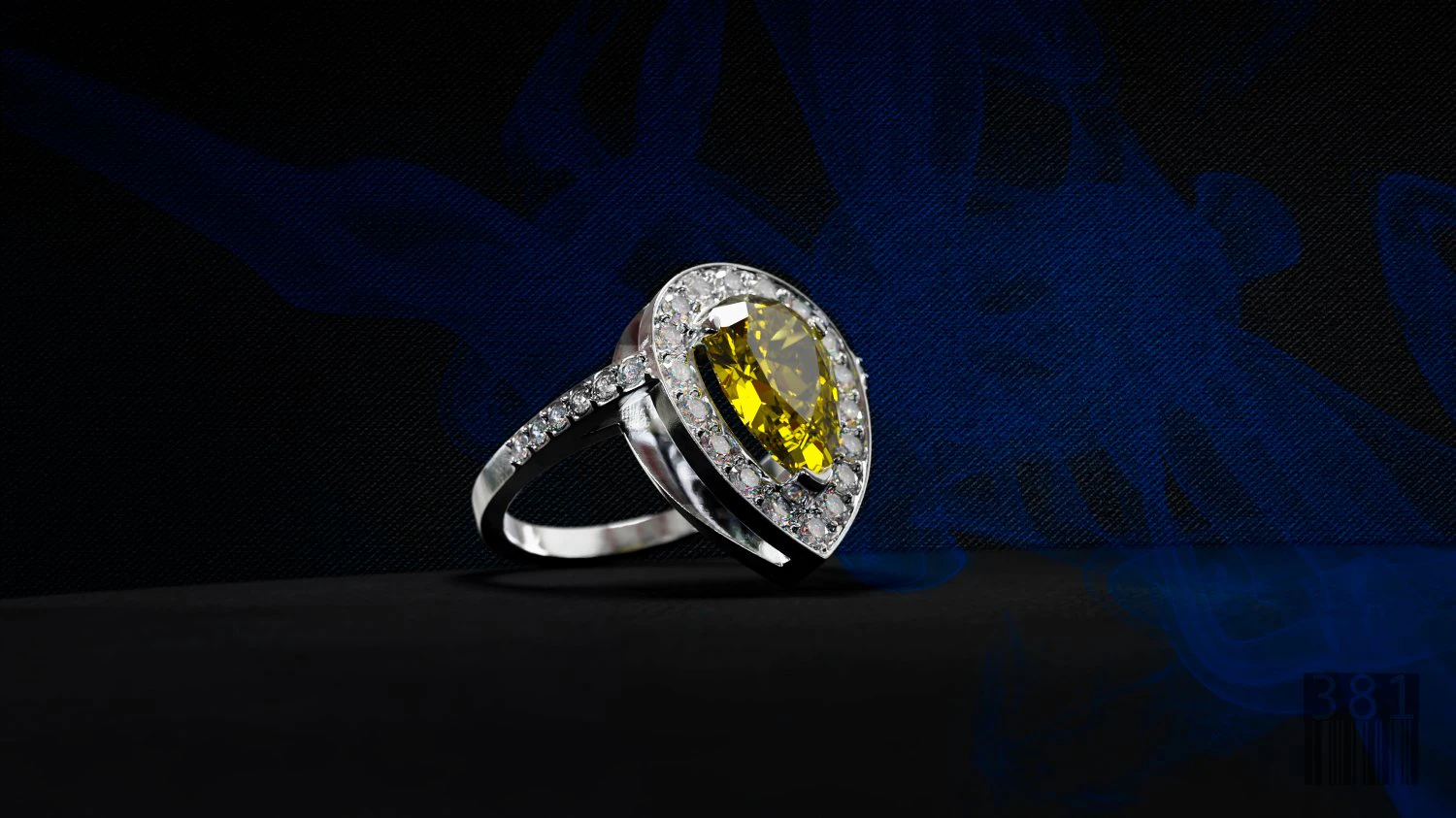 women ring with pear stones 3D Print Model .c4d .max .obj .3ds .fbx .stl .blend 
