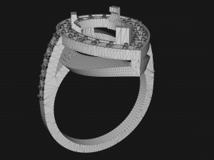 women ring with pear stones 3D Print Model