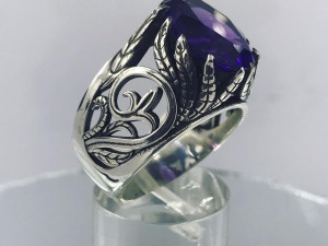 men ring with a gem Modèles 3D en vedette