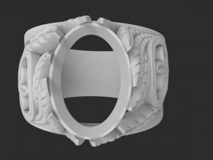 men ring with a gem Modèles 3D en vedette