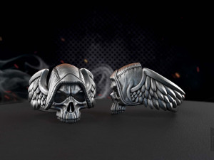 skull ring with wings for 3d printing 3D Print Model