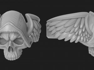 skull ring with wings for 3d printing 3D Print Model