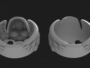 skull ring with wings for 3d printing 3D Print Model