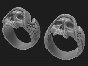 skull ring with wings for 3d printing 3D Print Model