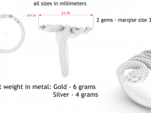snake ring Modèles 3D en vedette