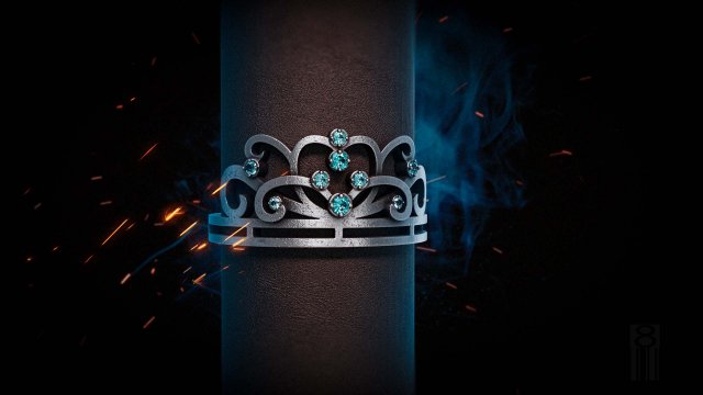 crown ring with a stone 3D Принт Модель .c4d .max .obj .3ds .fbx .stl .blend 