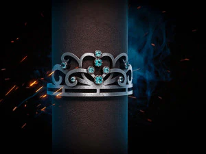 石付きの王冠リング 3Dプリントモデル