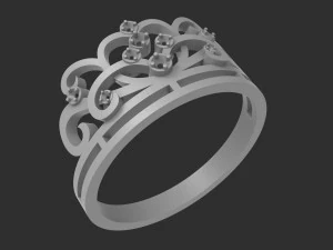 crown ring with a stone 3D Print Model