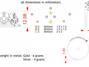 crown ring with a stone 3D Принт Модель