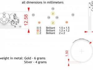 crown ring with a stone 3D Print Model