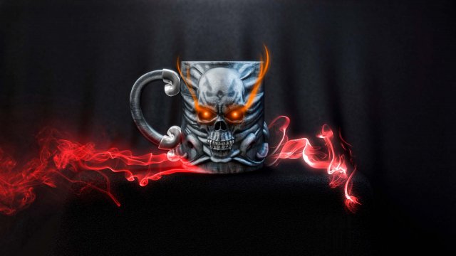 a mug with a skull 3D 프린트 모델 .c4d .max .obj .3ds .fbx .stl .blend 