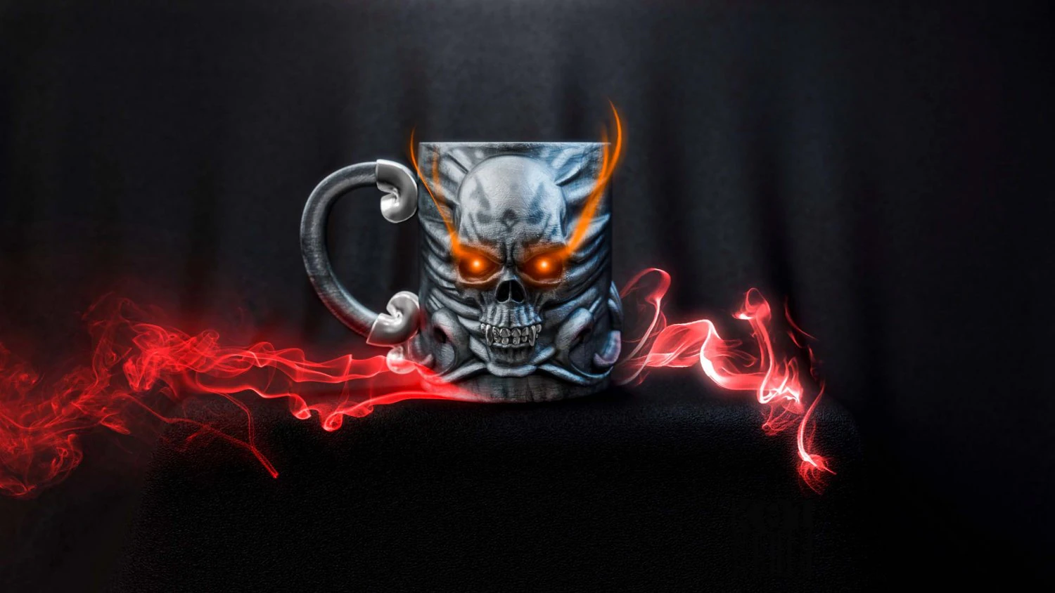 a mug with a skull 3D Print Model .c4d .max .obj .3ds .fbx .stl .blend 