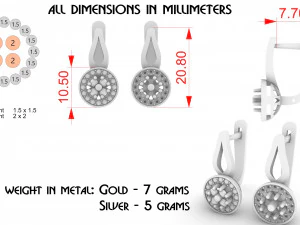 earrings with stones 3D Print Model