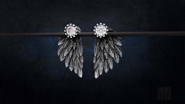 earrings wings with stones Model do druku 3D .c4d .max .obj .3ds .fbx .stl .blend
