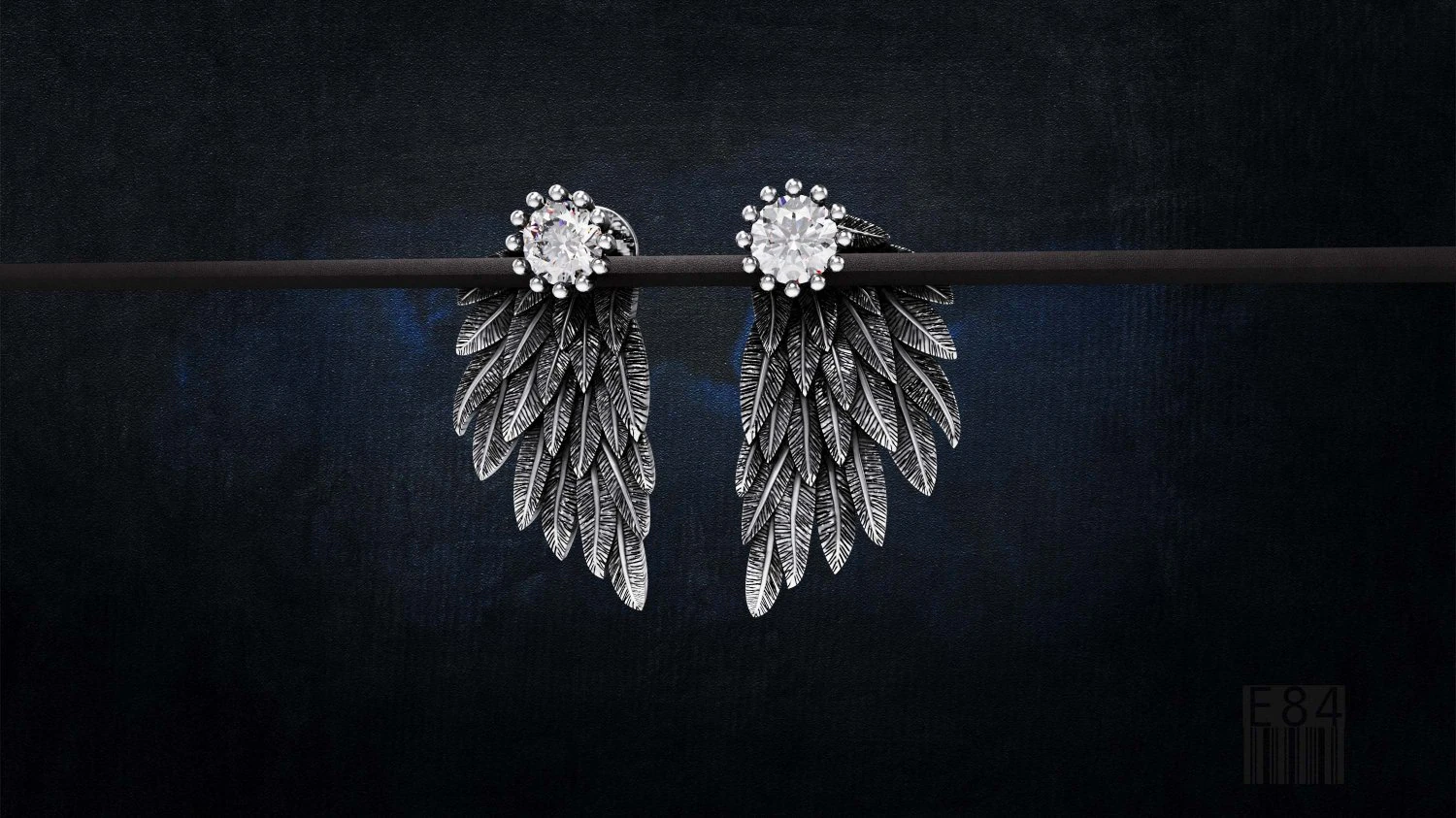 earrings wings with stones 3D Print Model .c4d .max .obj .3ds .fbx .stl .blend 