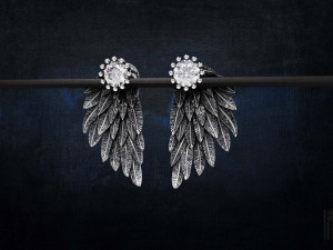 earrings wings with stones 3D Print Model