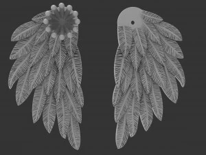 earrings wings with stones 3D Print Model